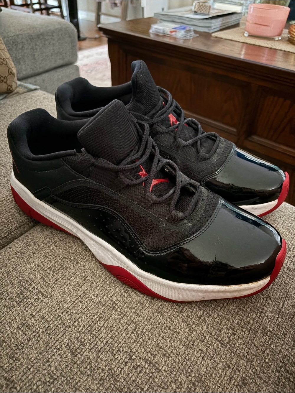 Jordan Men's Low-Top Black and Red Athletic Sneakers